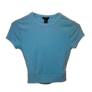 RUE21 Backless Light Blue Ribbed Cropped T-Shirt